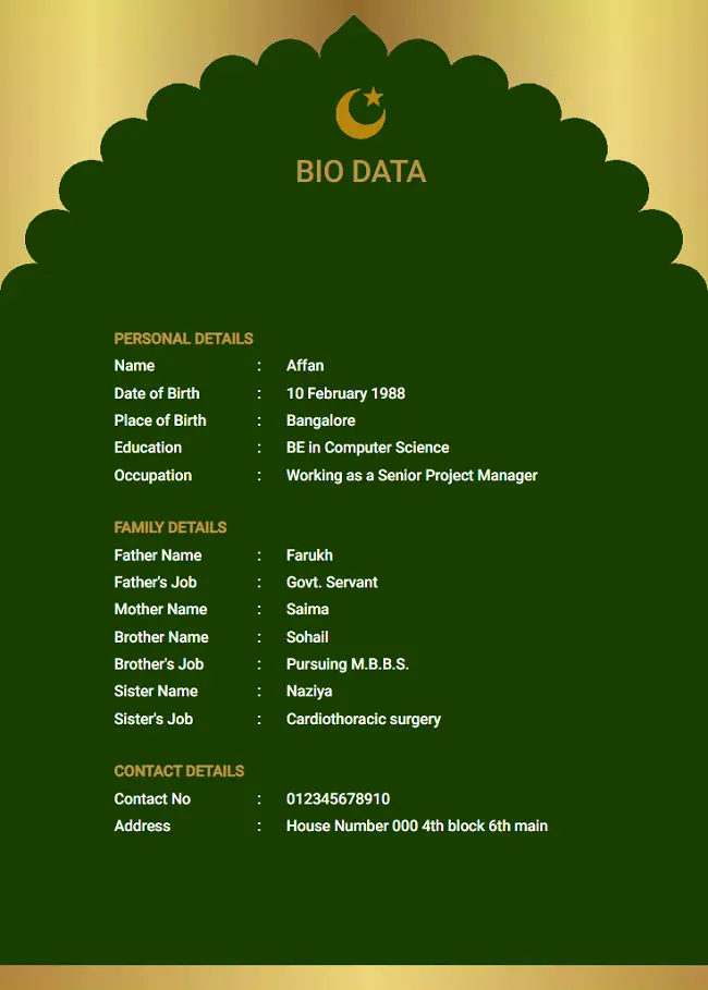 Biodata For Marriage 2957